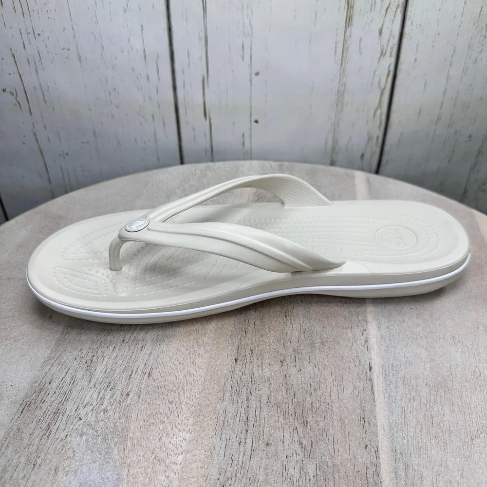 Crocs Crocband Flip Stucco White Unisex Mens 10 Womens 12 Sandals 11033-171 NEW